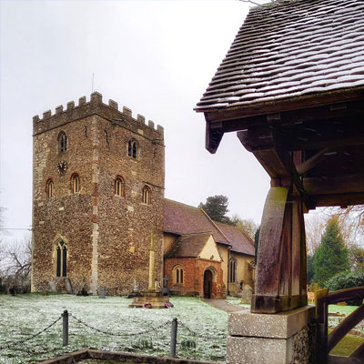 Stambourne Church in the snow